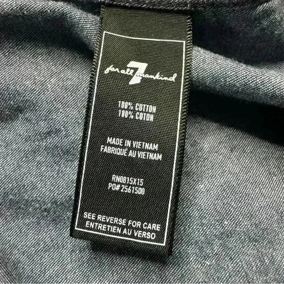 Seven 7 For All Mankind Women’s Small Top Long Sleeve Denim Button Up Shirt - Picture 10 of 13